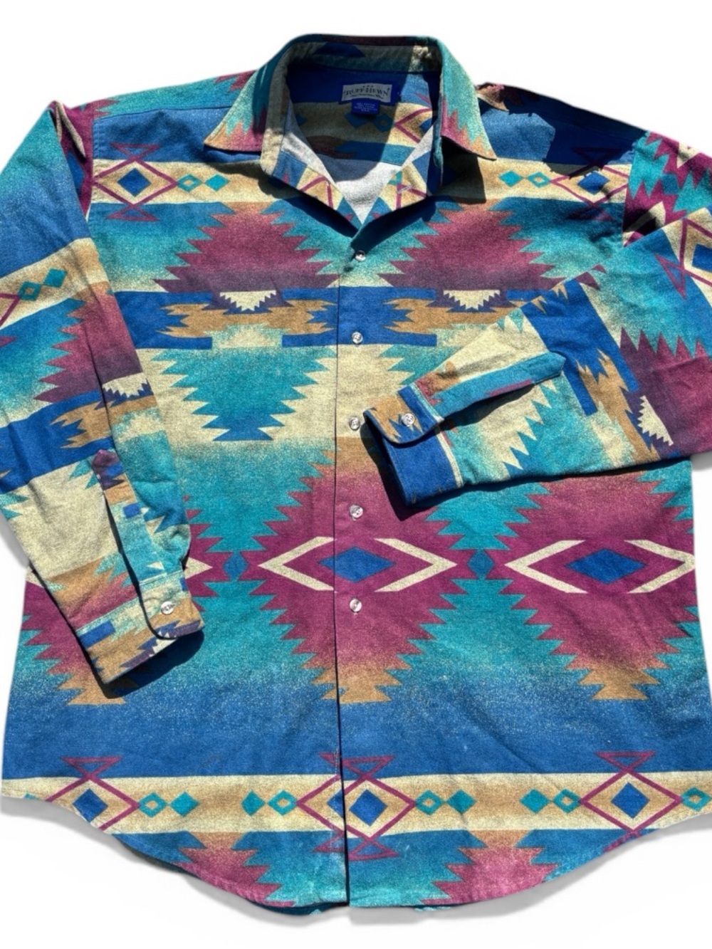 Vintage USA Ruff Hewn flannel shirt Aztec navajo Native 100% cotton southwestern
